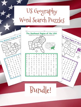 Preview of REGIONS OF THE UNITED STATES PRINTABLE MAPS AND WORD SEARCH PUZZLES BUNDLE