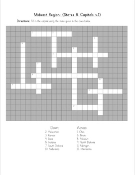 capitals bundle crossword regions states