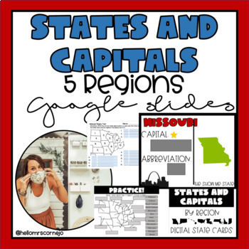 Preview of 5 Regions States and Capitals Google Slides and Tests