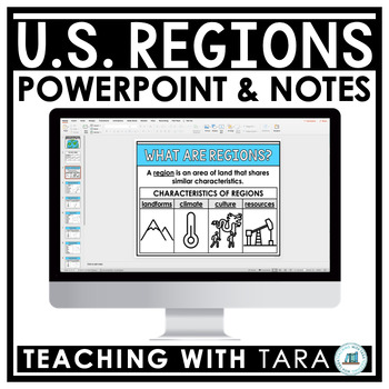 Preview of 5 Regions of the United States | Geography Lesson | PowerPoint and Notes