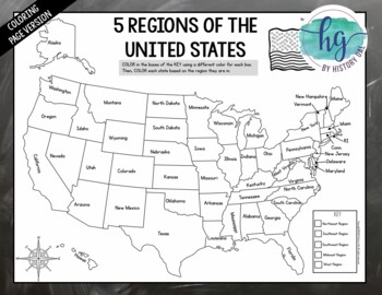 5 Regions of the United States Map Activity (Print and Digital) by