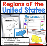 5 Regions of the United States Matching Vocabulary Map Ski