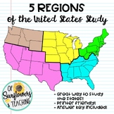 5 Regions of the United States Study