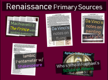 Preview of 5 Renaissance Primary Source Documents (w activities, guiding questions & more)