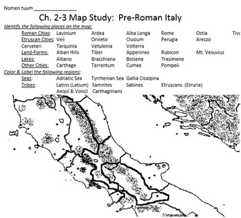 Preview of 5 Roman Map-Study worksheets