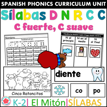 Preview of 5 Sílabas D N R C fuerte C suave Cuento Centros Hojas de Trabajo El Mitón