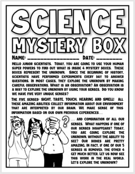 Preview of 5 SENSES - Science Mystery Box Lab - Scientific Method - Observations