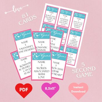 Preview of 5 Second Game, Valentine's Day, Printable Activity, Think Fast, Classroom