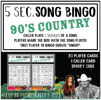 Preview of 5 Second Song Bingo: 90's Country
