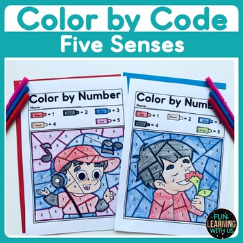 Preview of 5 Sense Color by Number | Five Senses Color by Number Worksheets