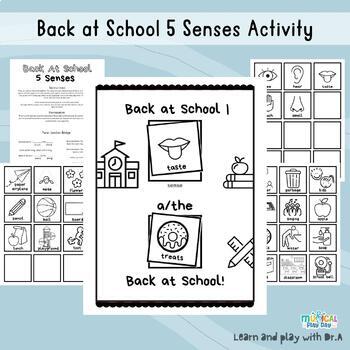 Preview of 5 SENSESES BACK TO SCHOOL Place & Sing Interactive Science Activity
