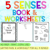 5 Senses Book (Writing Pages), 5 Senses Worksheets