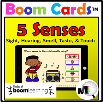 Preview of 5 Senses Boom Cards Distance Learning