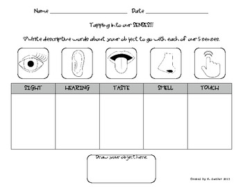 Preview of 5 Senses Chart: Describing an Object using Our 5 Senses (Science with Writing)