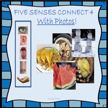 Preview of 5 Senses Connect 4 Game Adjective Describing  