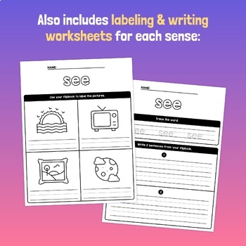 5 Senses Flip Book Craft Five Senses Worksheets, Kindergarten