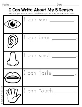 5 Senses Flipbook & Writing Activities by Positivity and Pencils