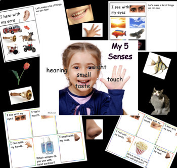 Preview of 5 Senses Google Slide for online kindergarten, Online Learning