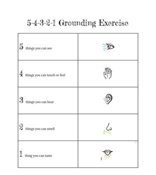 5 Senses Grounding Exercise By Kelly Gleason Teachers Pay Teachers