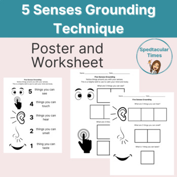 Preview of 5 Senses Grounding Technique - Mindfulness/SEL