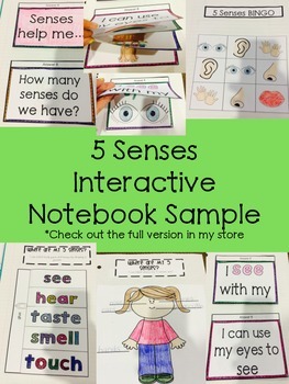 Preview of 5 Senses Interactive Notebook Sample
