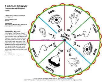 5 senses literacy writing activities center common core aligned