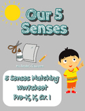 5 Senses Matching Worksheet for Kindergarten
