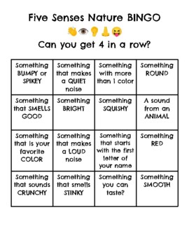 5 senses bingo free