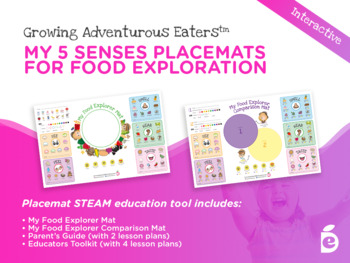 Preview of 5 Senses Placemats, Five Senses, Picky Eater, Science Activity