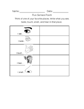 5 Senses Poem By Caito S Kiddos Teachers Pay Teachers