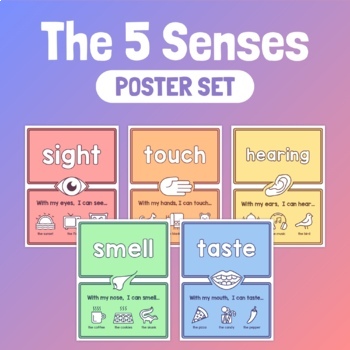 Preview of 5 Senses Posters | Five Senses Bulletin Board Decor & Coloring Sheets
