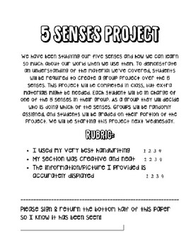 Preview of 5 Senses Project