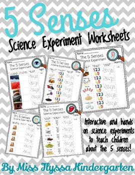 Preview of 5 Senses Science Experiments and Worksheets