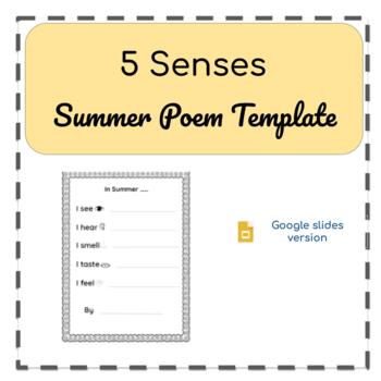 Preview of 5 Senses, Summer Poem Template