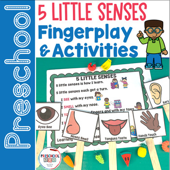 Preview of 5 Senses Theme For Preschool - 5 Little Senses Fingerplay and Activities