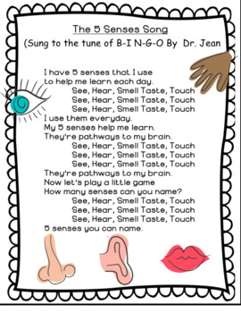 5 Senses Poem By Kot S Classroom Treasures Teachers Pay Teachers