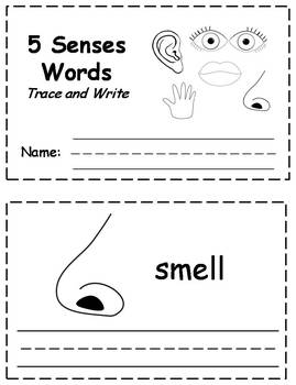 Preview of 5 Senses Words Trace & Write {FREEBIE}