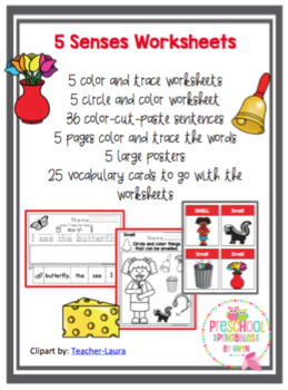 5 Senses Worksheets by Preschool Printable | Teachers Pay Teachers