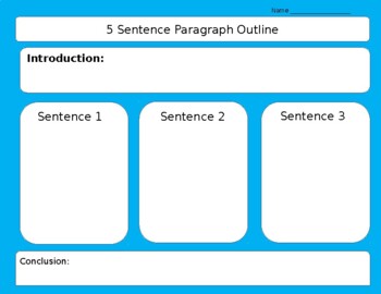 Preview of 5 Sentence Paragraph Outline Graphic Organizer