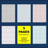 5 Sheets Of Colorful Graph Paper: Full Page Grid-19x25boxe