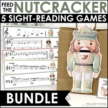 Preview of 5 Sight-Reading Games for Piano - Feed the Nutcracker Pre-Staff to Intermediate