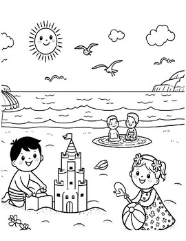 Preview of 5 Simple End of School Year Coloring Printable Worksheets