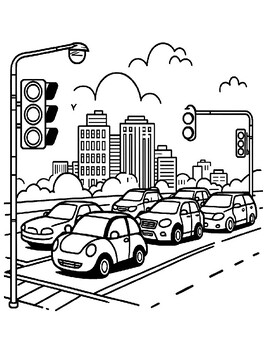 Preview of 5 Simple Traffic Coloring Pages for Developing Fine Motor Skills