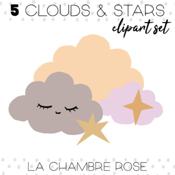 5 Sleepy Clouds and Stars LCR Clipart Set by Agnes Beganyi Clipart