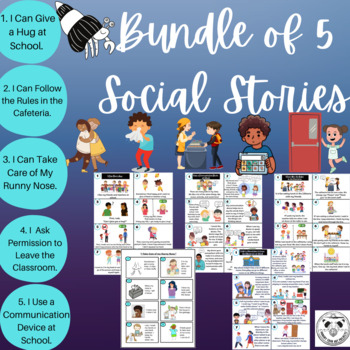 Preview of 5 Social Stories Pack | Autism |  School Skills | Social Skills | Special Ed
