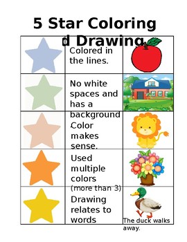 Preview of 5 Star Coloring and Drawing Rubric