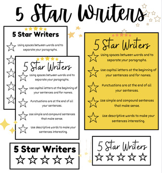 Preview of 5 Star Writing Poster and Checklists