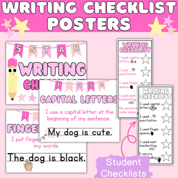 Preview of 5 Star Writing Posters Writing Anchor Chart Student Writing Checklist Self Check