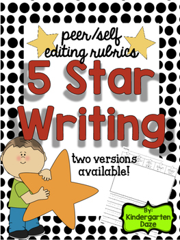 Five Star Writing: Writing Paper and Rubrics for Kindergarten - Self Check