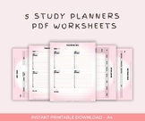 5 Study Planner Pack Worksheets Pink